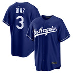 Choea LA.Dodgers #3 Edwin D¡§aaz Player Royal Game Stitched Jerseys