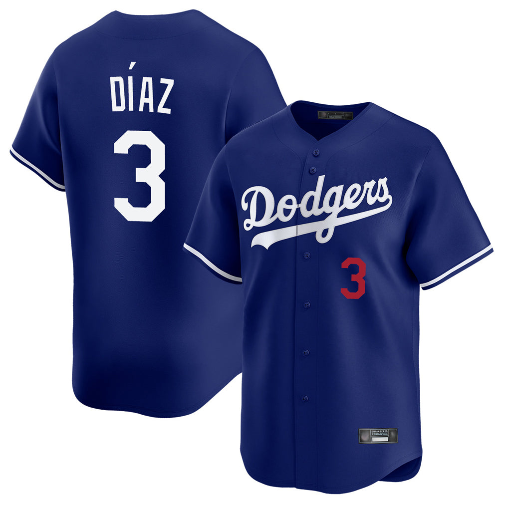 Choea LA.Dodgers #3 Edwin D¡§aaz Player Royal Limited Home Stitched Jerseys
