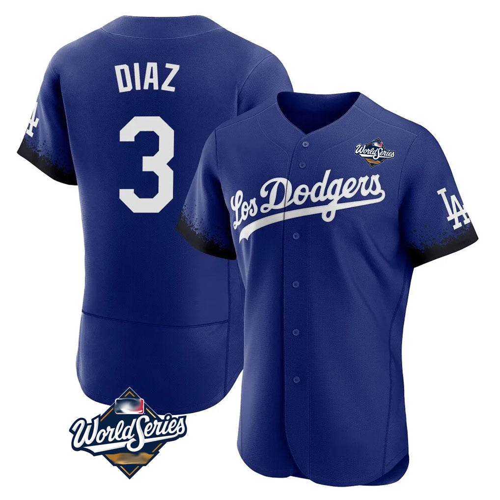 Choea LA.Dodgers #3 Edwin D¡§aaz Player Royal World Series City Connect Elite Home Stitched Jerseys