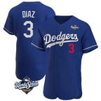 Choea LA.Dodgers #3 Edwin D¡§aaz Player Royal World Series Limited Elite Home Stitched Jerseys