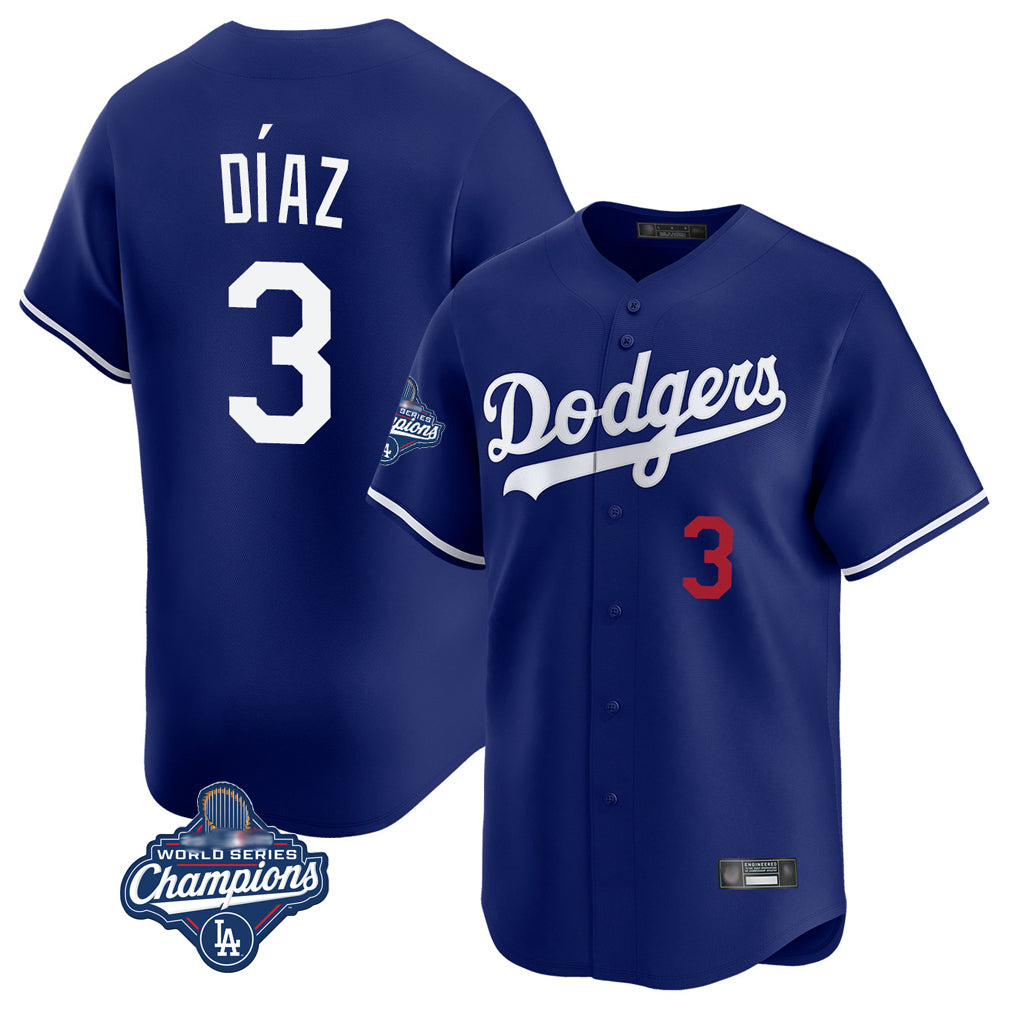 Choea LA.Dodgers #3 Edwin D¡§aaz Player Royal World Series Meet Limited Home Stitched Jerseys