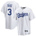 Choea LA.Dodgers #3 Edwin D¡§aaz Player White Game Home Stitched Jerseys