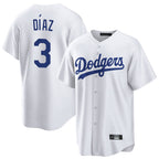 Choea LA.Dodgers #3 Edwin D¡§aaz Player White Game Home Stitched Jerseys