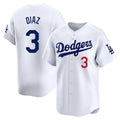 Choea LA.Dodgers #3 Edwin D¡§aaz Player White Limited Home Stitched Jerseys