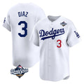 Choea LA.Dodgers #3 Edwin D¡§aaz Player White World Series Limited Home Stitched Jerseys