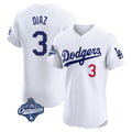 Choea LA.Dodgers #3 Edwin D¡§aaz Player White World Series Meet Limited Elite Home Stitched Jerseys