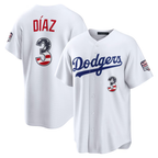 Choea LA.Dodgers #3 Edwin D¨ªaz White USA 250 Fourth of July Home Stadium Jersey