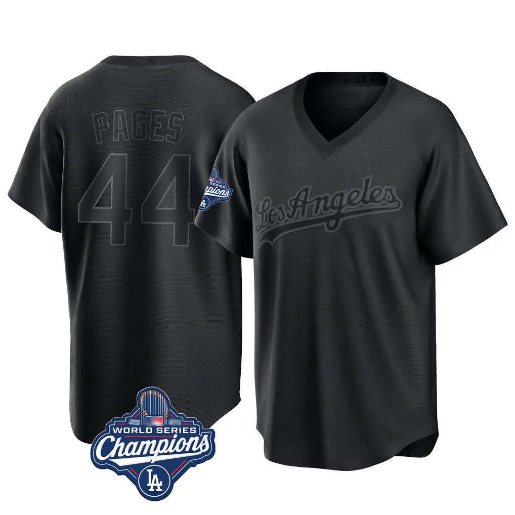 Choea LA.Dodgers #44 Andy Pages Player Black World Series Meet Pitch Fashion T-shirt Stitched Jerseys