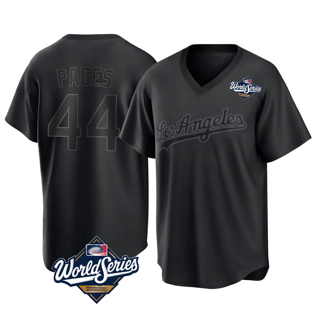 Choea LA.Dodgers #44 Andy Pages Player Black World Series Pitch Fashion T-shirt Stitched Jerseys
