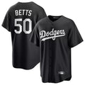 Choea LA.Dodgers #50 Mookie Betts Player Black Carbon Limited Game Stitched Jerseys