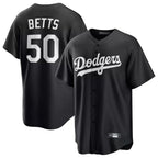 Choea LA.Dodgers #50 Mookie Betts Player Black Carbon Limited Game Stitched Jerseys