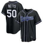 Choea LA.Dodgers #50 Mookie Betts Player Black Carbon Limited Home Stitched Jerseys