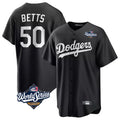 Choea LA.Dodgers #50 Mookie Betts Player Black World Series Carbon Limited Game Stitched Jerseys