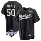 Choea LA.Dodgers #50 Mookie Betts Player Black World Series Carbon Limited Game Stitched Jerseys