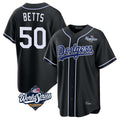 Choea LA.Dodgers #50 Mookie Betts Player Black World Series Carbon Limited Home Stitched Jerseys