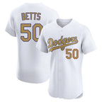 Choea LA.Dodgers #50 Mookie Betts Player Gold Limited Elite Home Stitched Jerseys