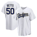 Choea LA.Dodgers #50 Mookie Betts Player Gold White 2026 Collection Stadium Game Stitched Jerseys