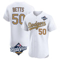 Choea LA.Dodgers #50 Mookie Betts Player Gold World Series Limited Elite Home Stitched Jerseys