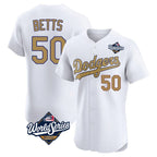 Choea LA.Dodgers #50 Mookie Betts Player Gold World Series Limited Elite Home Stitched Jerseys