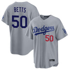 Choea LA.Dodgers #50 Mookie Betts Player Gray Game Home Stitched Jerseys