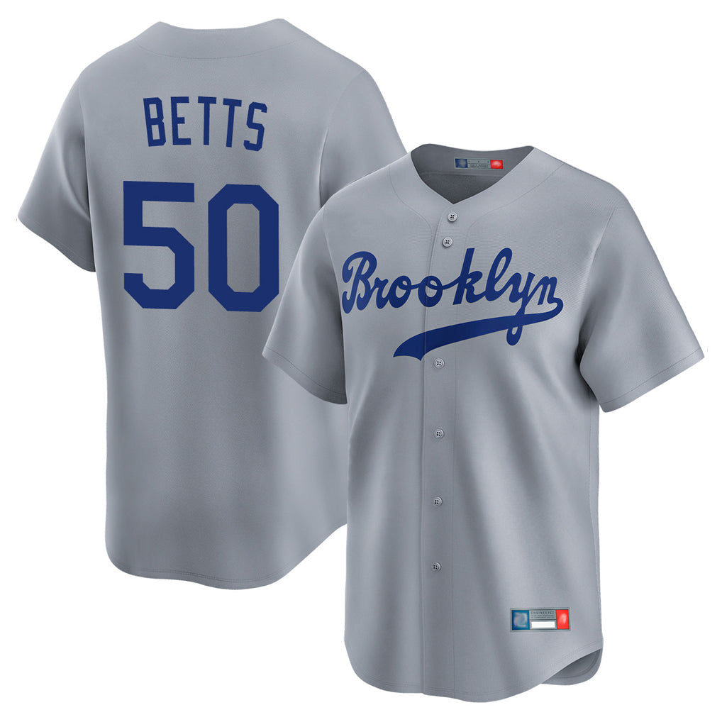 Choea LA.Dodgers #50 Mookie Betts Player Gray Game Limited Home Stitched Jerseys