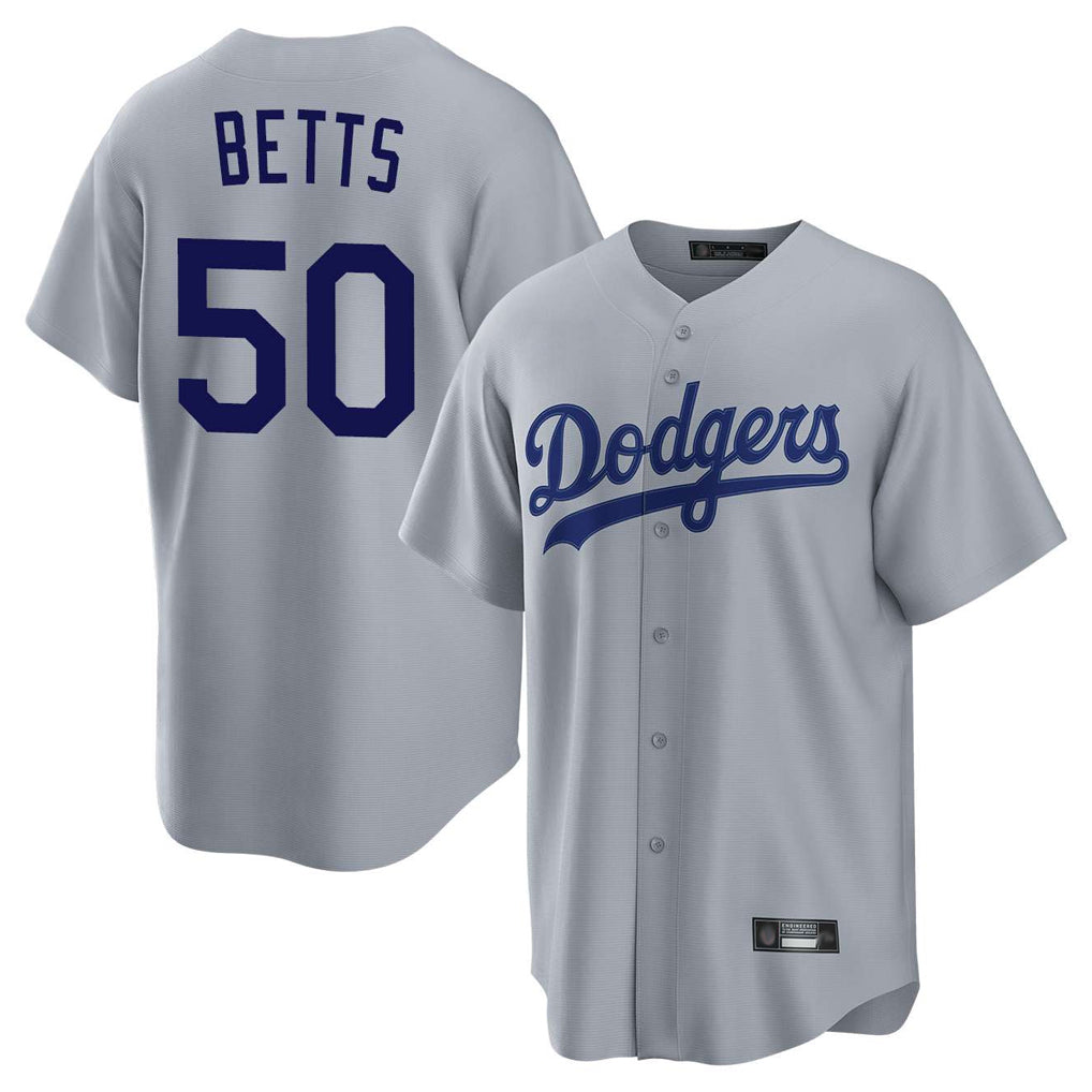 Choea LA.Dodgers #50 Mookie Betts Player Gray Game Stitched Jerseys