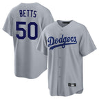 Choea LA.Dodgers #50 Mookie Betts Player Gray Game Stitched Jerseys
