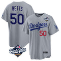 Choea LA.Dodgers #50 Mookie Betts Player Gray World Series Game Home Stitched Jerseys