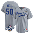 Choea LA.Dodgers #50 Mookie Betts Player Gray World Series Game Limited Home Stitched Jerseys