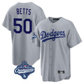 Choea LA.Dodgers #50 Mookie Betts Player Gray World Series Meet Game Stitched Jerseys