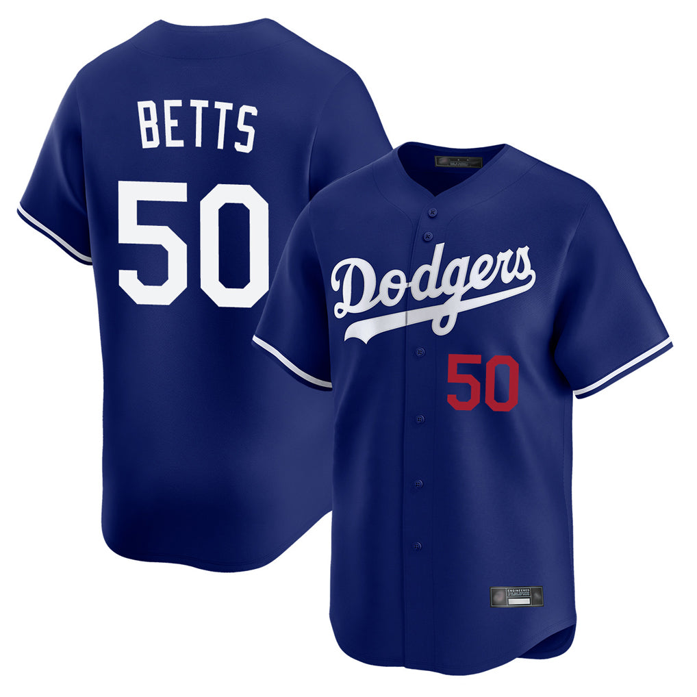Choea LA.Dodgers #50 Mookie Betts Player Royal Limited Home Stitched Jerseys