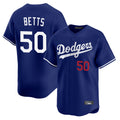 Choea LA.Dodgers #50 Mookie Betts Player Royal Limited Home Stitched Jerseys