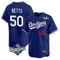 Choea LA.Dodgers #50 Mookie Betts Player Royal World Series Limited Home Stitched Jerseys