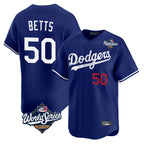 Choea LA.Dodgers #50 Mookie Betts Player Royal World Series Limited Home Stitched Jerseys