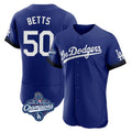 Choea LA.Dodgers #50 Mookie Betts Player Royal World Series Meet City Connect Elite Home Stitched Jerseys