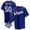Choea LA.Dodgers #50 Mookie Betts Player Royal World Series Meet Game Stitched Jerseys