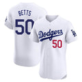 Choea LA.Dodgers #50 Mookie Betts Player White Limited Elite Home Stitched Jerseys