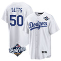 Choea LA.Dodgers #50 Mookie Betts Player White World Series Game Home Stitched Jerseys