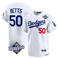 Choea LA.Dodgers #50 Mookie Betts Player White World Series Limited Home Stitched Jerseys