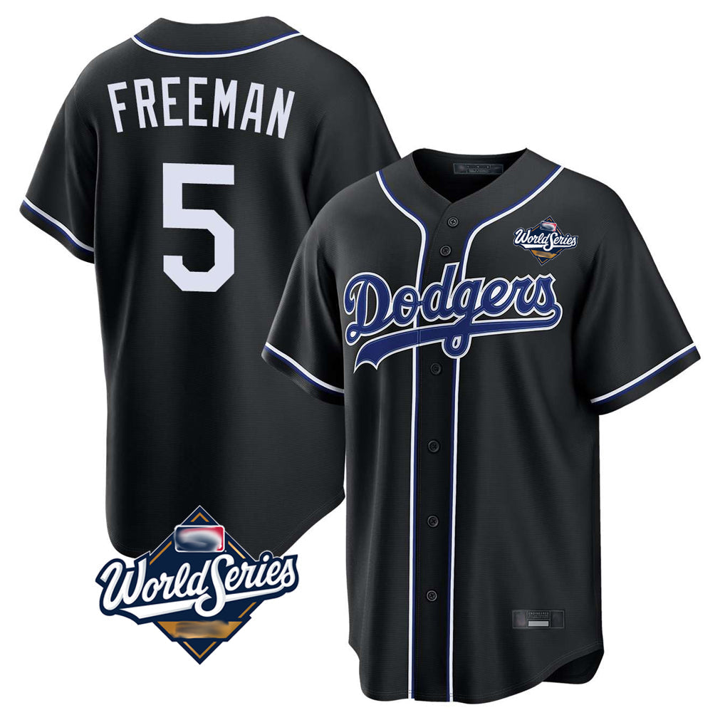 Choea LA.Dodgers #5 Freddie Freeman Player Black World Series Black Carbon Limited Home Stitched Jerseys