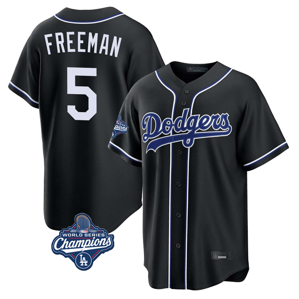 Choea LA.Dodgers #5 Freddie Freeman Player Black World Series Meet Carbon Limited Home Stitched Jerseys