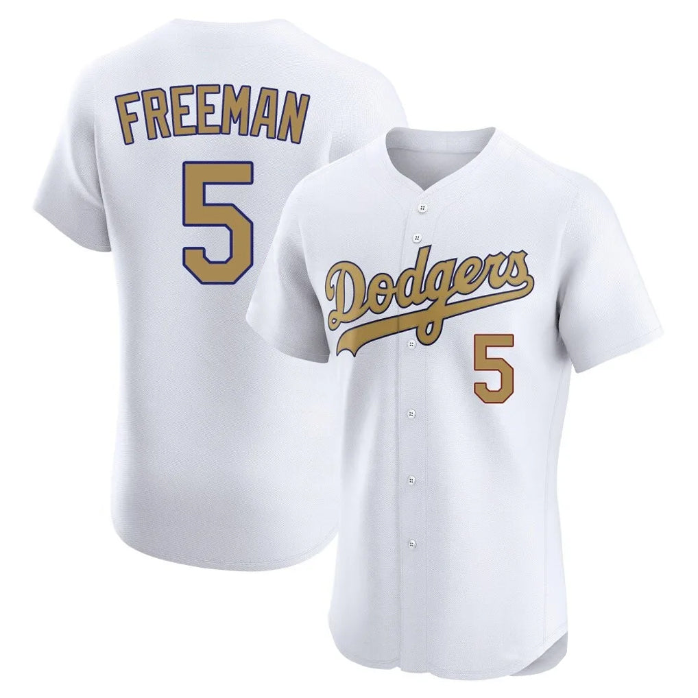Choea LA.Dodgers #5 Freddie Freeman Player White Limited Elite Home Stitched Jerseys