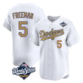 Choea LA.Dodgers #5 Freddie Freeman Player White World Series Collection Limited Home Stitched Jerseys