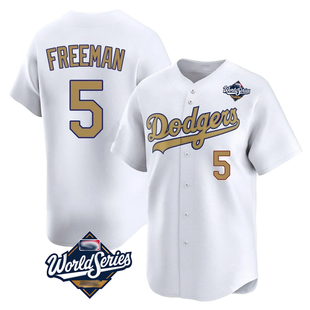 Choea LA.Dodgers #5 Freddie Freeman Player White World Series Collection Limited Home Stitched Jerseys