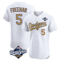 Choea LA.Dodgers #5 Freddie Freeman Player White World Series Limited Elite Home Stitched Jerseys