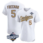 Choea LA.Dodgers #5 Freddie Freeman Player White World Series Limited Elite Home Stitched Jerseys