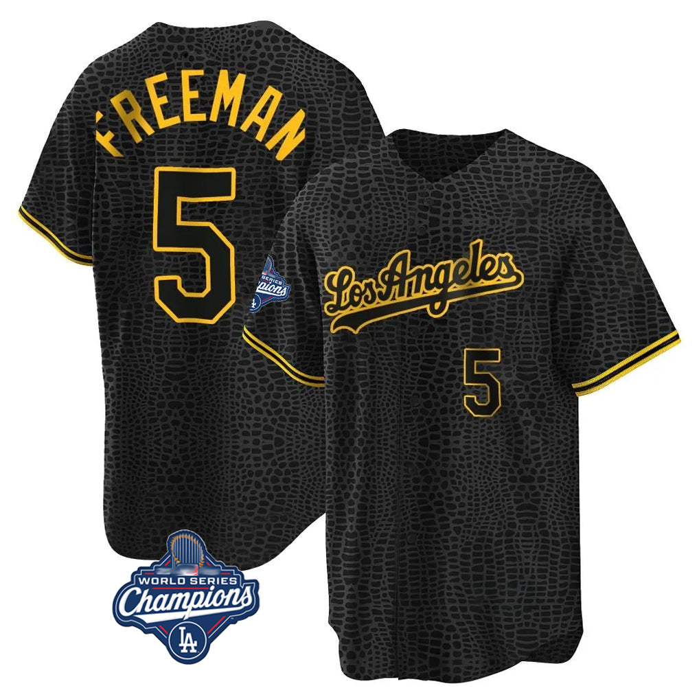 Choea LA.Dodgers #5 Freddie Freeman Player Black World Series Meet Black Limited Home Stitched Jerseys