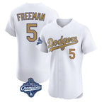 Choea LA.Dodgers #5 Freddie Freeman Player White World Series Meet Limited Elite Home Stitched Jerseys