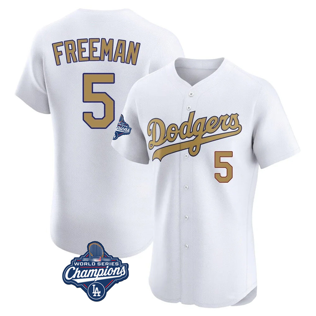 Choea LA.Dodgers #5 Freddie Freeman Player White World Series Meet Limited Elite Home Stitched Jerseys