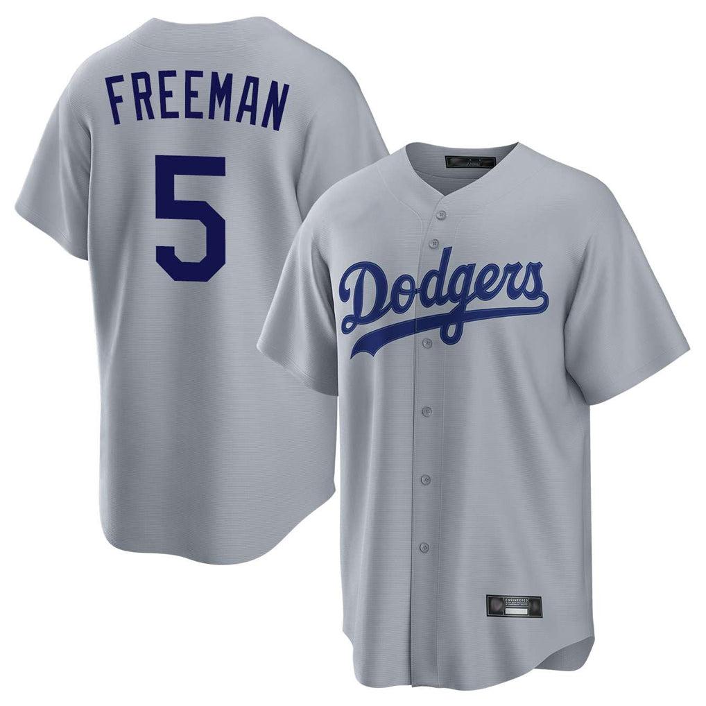 Choea LA.Dodgers #5 Freddie Freeman Player Gray Game Stitched Jerseys